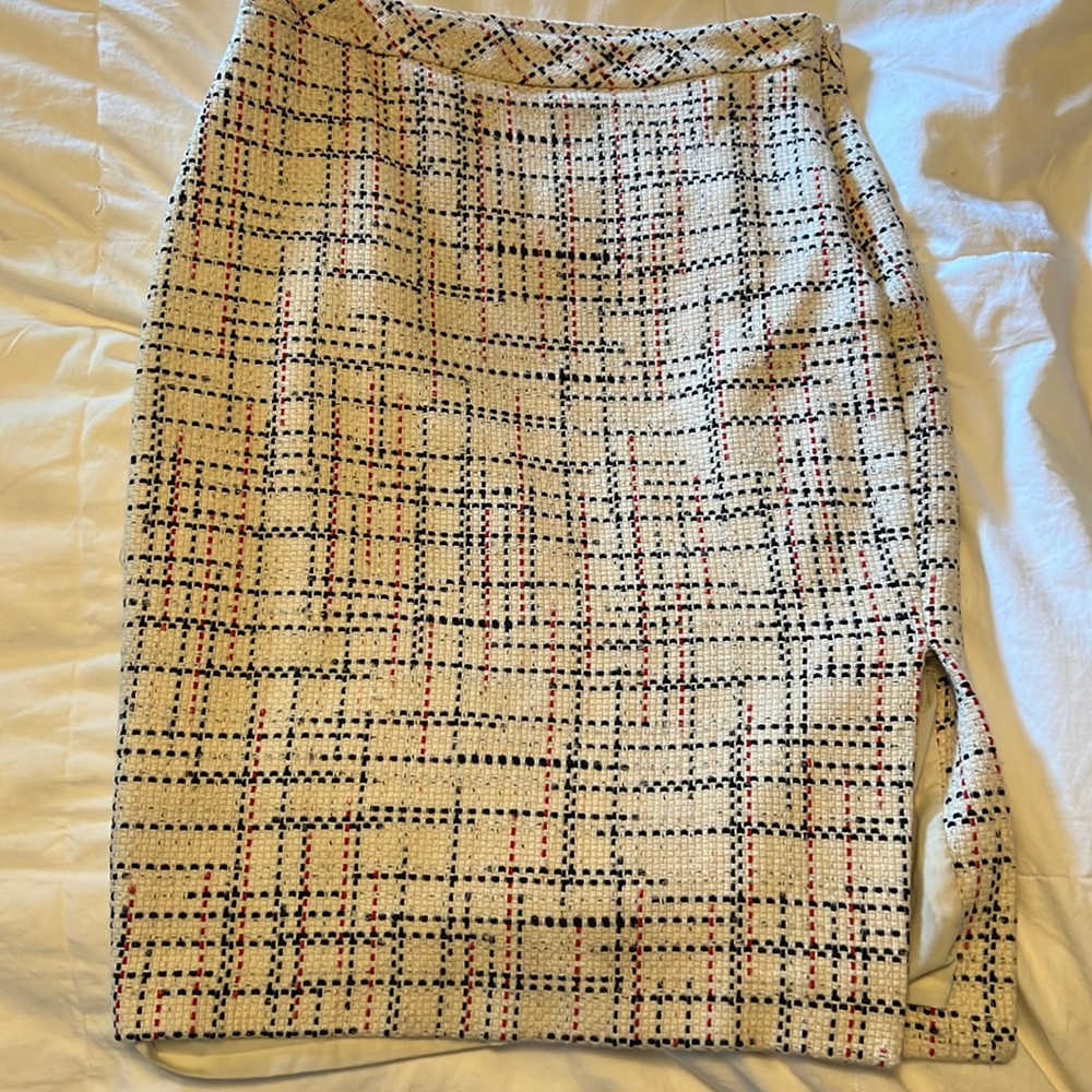 Banana Republic, small tweed red and blue pencil skirt